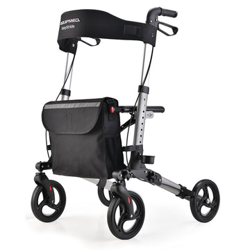 Equipmed Easy Stride Rollator Walker with Seat Silver Aluminium 8-Wheel