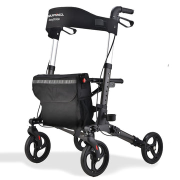 Equipmed Easy Stride Rollator Walker with Seat Titanium Aluminium 8-Wheel