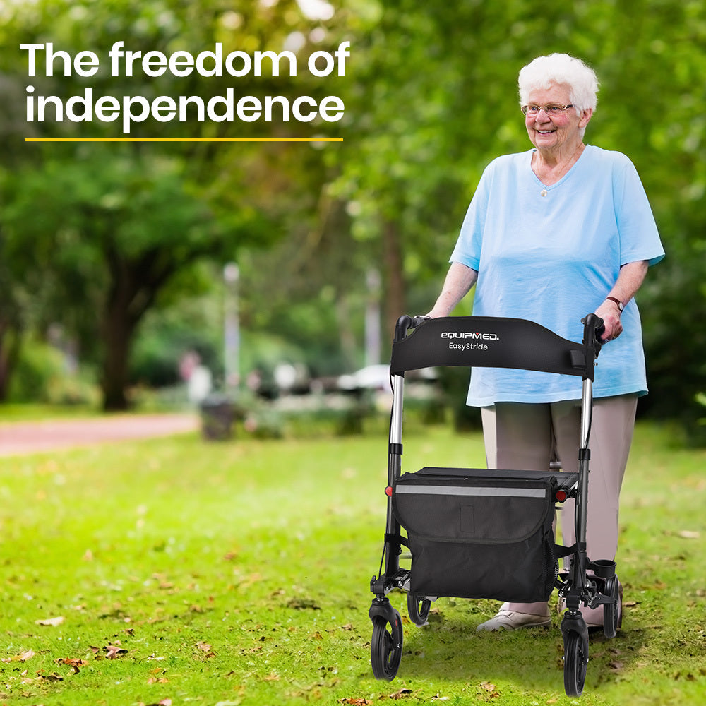 Equipmed Easy Stride Rollator Walker with Seat Titanium Aluminium 8-Wheel