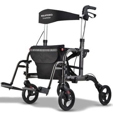 Equipmed 2-in-1 Rollator and Transit Wheelchair 9kg 135kg