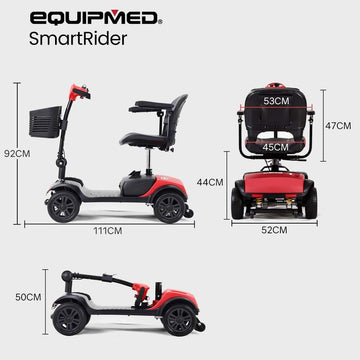 Equipmed SmartRider Electric Mobility Scooter Portable Folding 25km