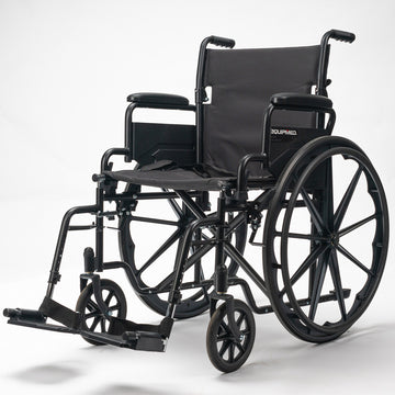 Equipmed Folding Wheelchair Retractable Armrests 136kg 24-inch Black