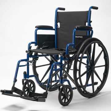 Equipmed Folding Wheelchair Lightweight 136kg 24-inch Blue