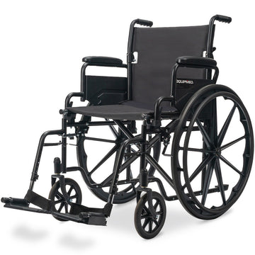 Equipmed Folding Wheelchair with Park Brakes 136kg 51cm Seat Black