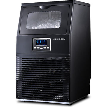 PolyCool Commercial Ice Maker Crystal Clear Cube Ice 35kg Silver