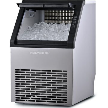 PolyCool Commercial Ice Maker 45kg Crystal Clear Cube Ice Silver