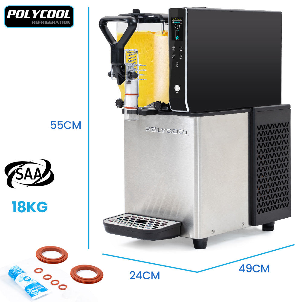 PolyCool 3L Slushie Machine Commercial Digital Self-Cleaning Stainless Steel