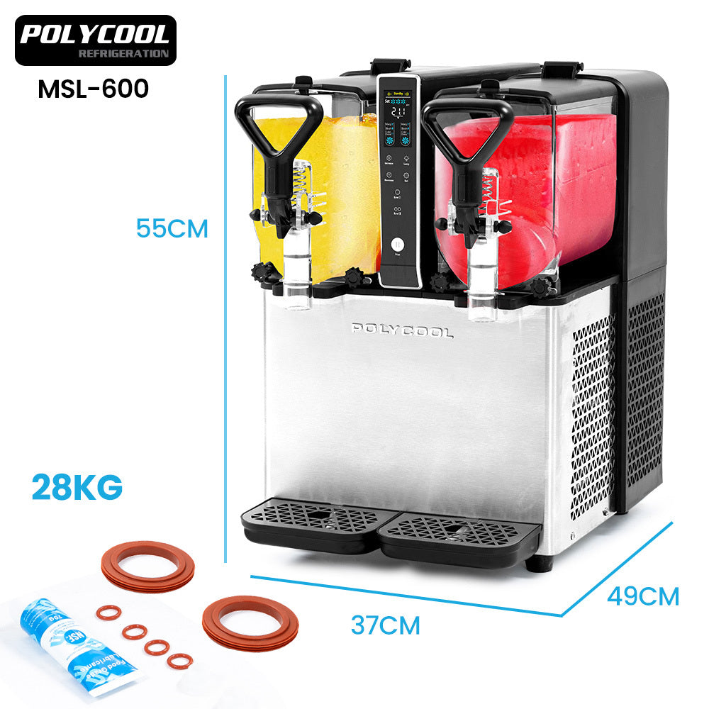 PolyCool 6L Double Tank Slushie Machine Independent Digital Control Stainless Steel