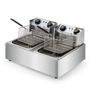 EuroChef Twin Tank Commercial Deep Fryer 2x2400W