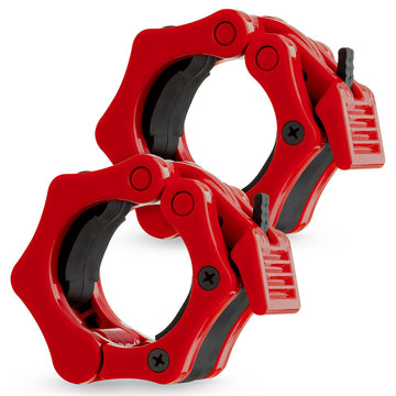 PROFLEX Olympic Barbell Collar Lock Clips Quick-Lock Nylon 50mm Red
