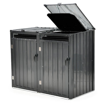 PlantCraft Double Steel Wheelie Bin Storage Shed Galvanised Steel