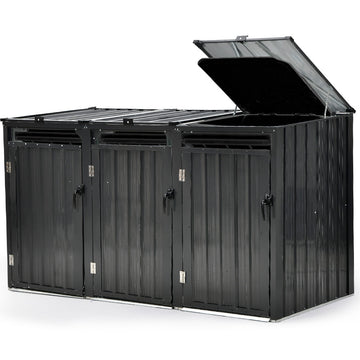 PlantCraft Triple Bin Shed Galvanised Steel 3-Bin Enclosure