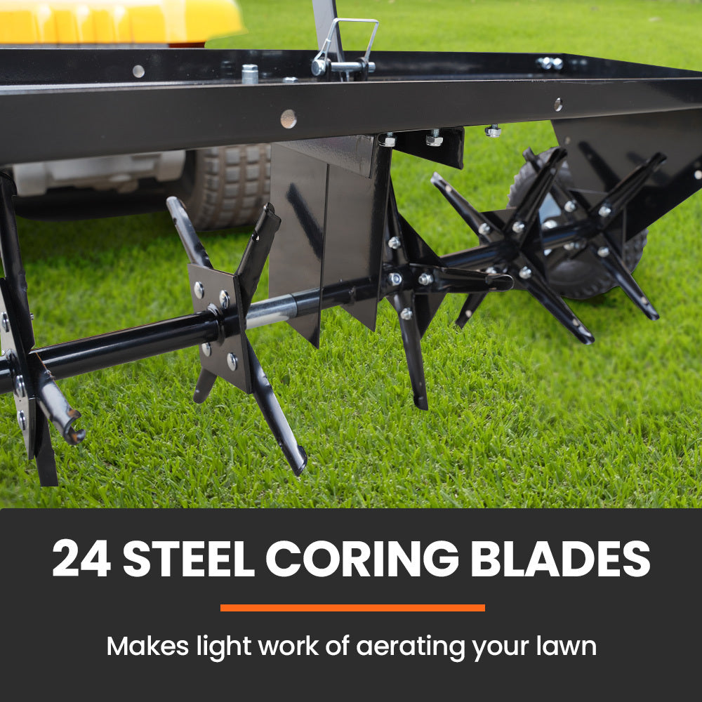 PlantCraft Tow Behind Lawn Aerator 1m Wide 24 Blade