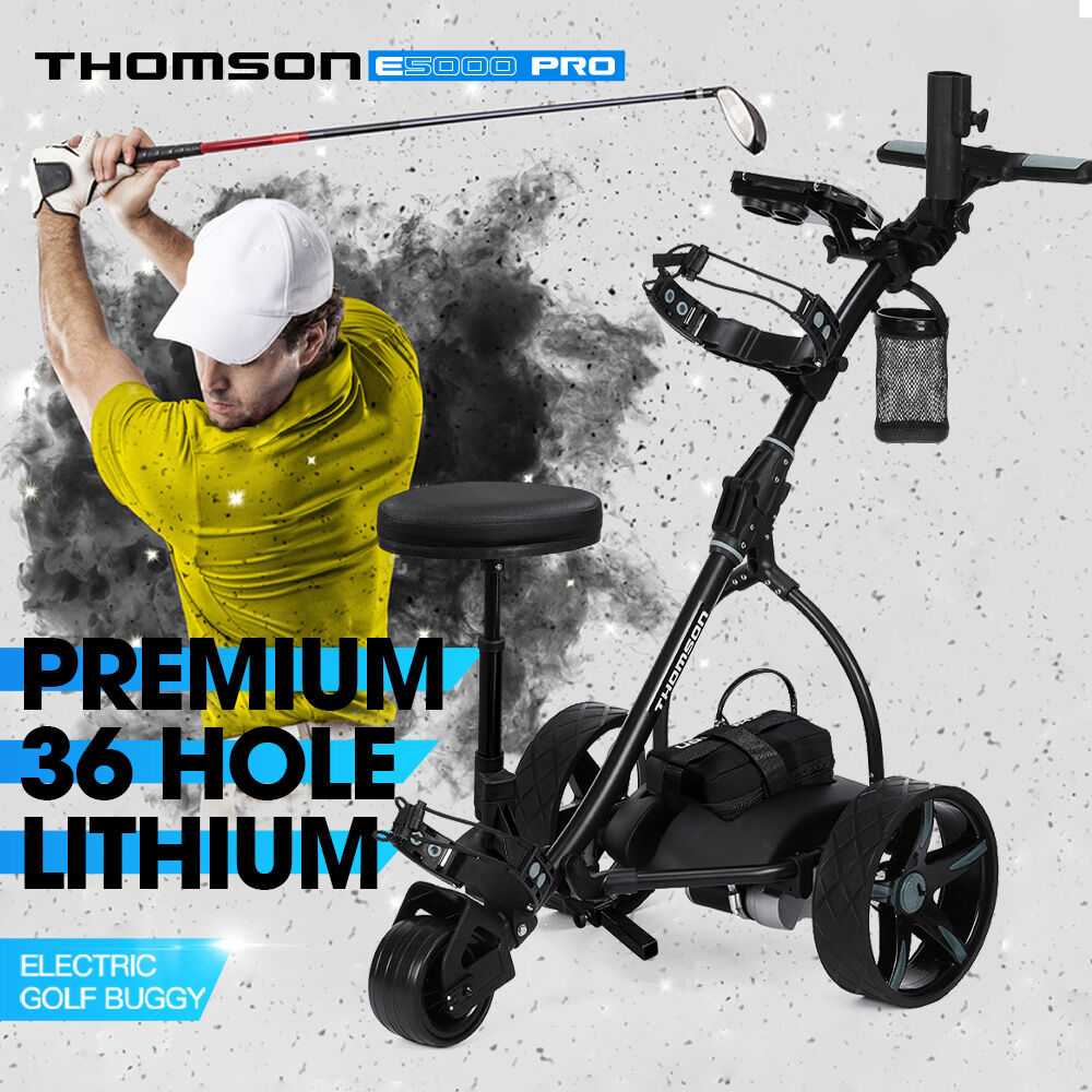 Thomson E5000 Pro Electric Golf Buggy Trolley with Seat 36 Hole Range