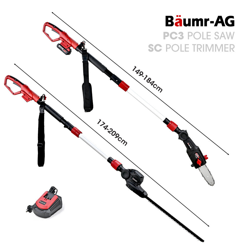 Baumr-AG 20V Cordless Pole Saw and Hedge Trimmer Combo Kit
