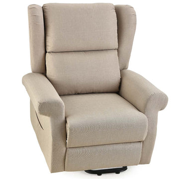 Fortia Electric Lift Assist Massage Chair Heat Therapy 140 Recline Beige Fabric