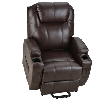 FORTIA Electric Massage Lift Recliner Faux Leather 8 Point Dark Crimson