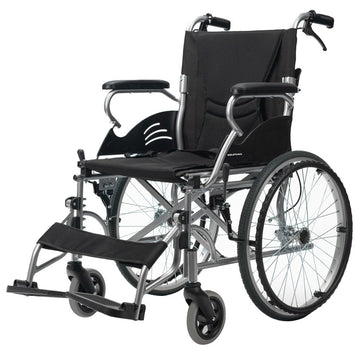 Equipmed Lightweight Folding Wheelchair 12kg Never-Flat Tyres 20-inch