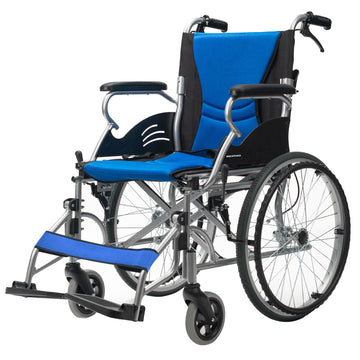 Equipmed Folding Aluminium Wheelchair 100kg 20-inch Blue