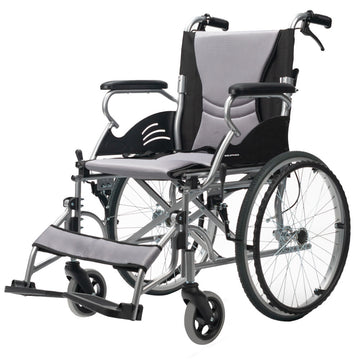 Equipmed Folding Aluminium Wheelchair Lightweight 100kg Capacity 20-inch Wheels
