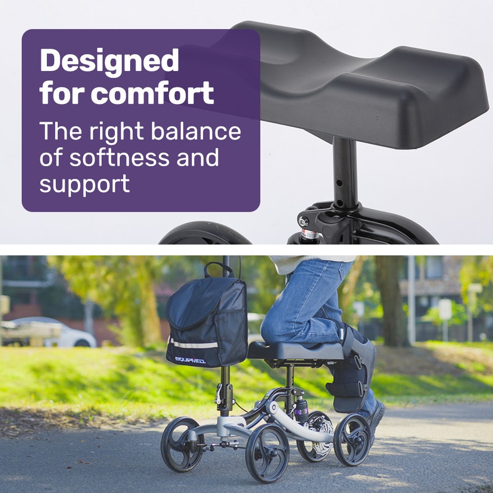 Equipmed Knee Scooter Mobility Aid with Disc Brake and Suspension