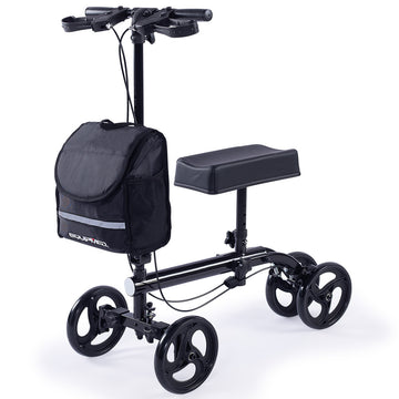 Equipmed Easy-Roller Knee Scooter Steel Frame Dual Brakes Black