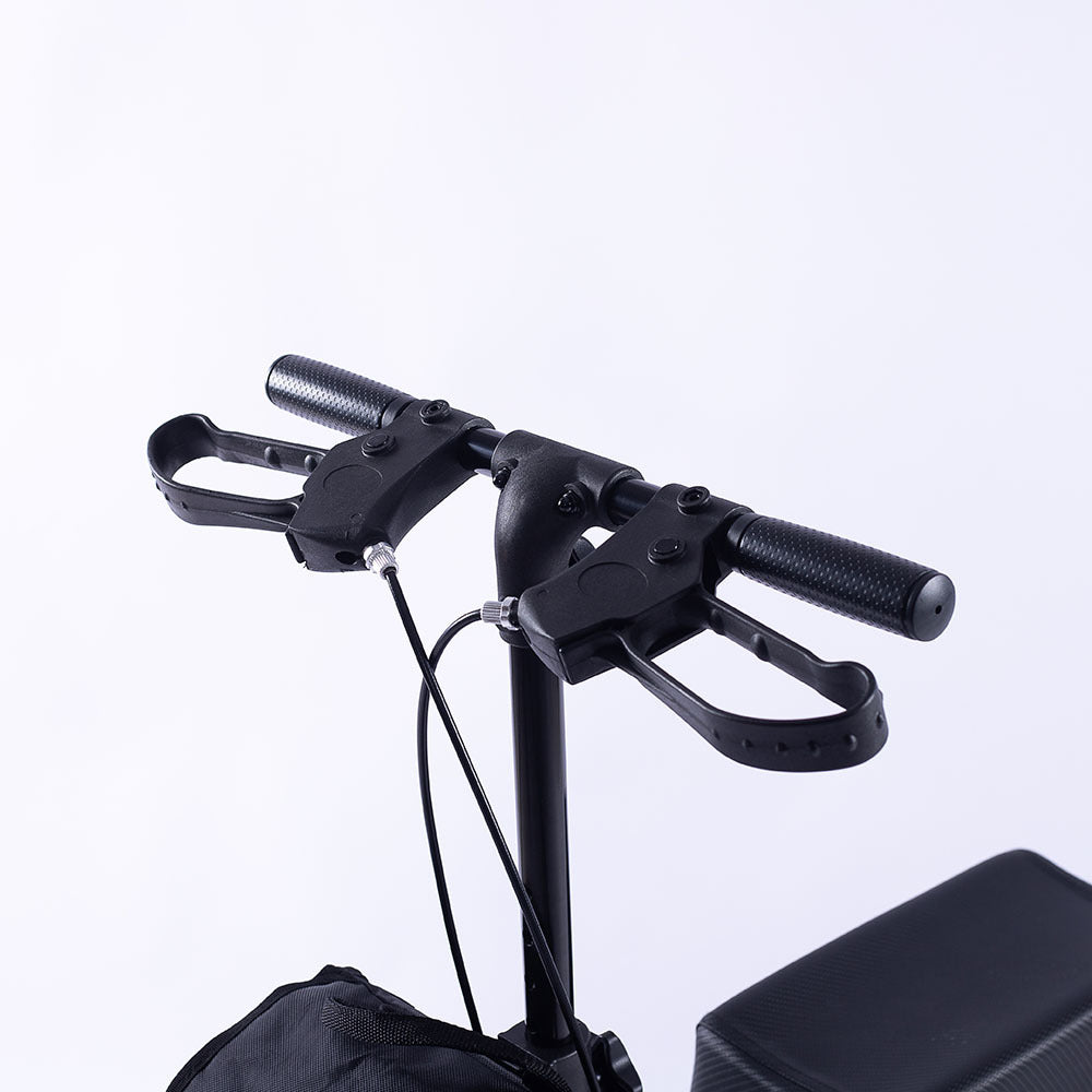 Equipmed Knee Scooter with 10-inch Wheels Dual Brakes Titanium
