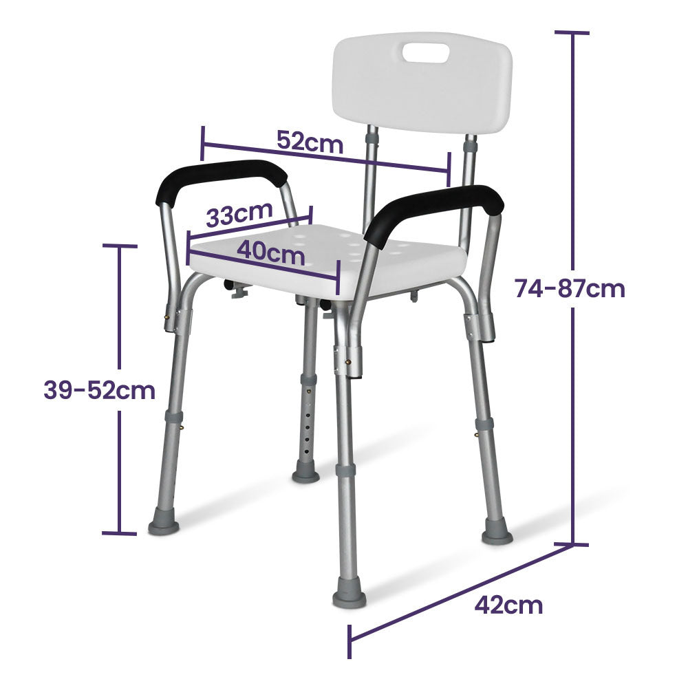 Equipmed Aluminum Shower Chair with Arms Height Adjustable 120kg