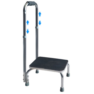 Equipmed Bath Shower Step Stool with Handle Adjustable 150kg White