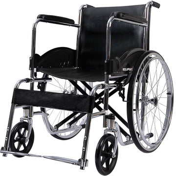 Equipmed Folding Wheelchair Self Propelled 24 inch Chrome Steel