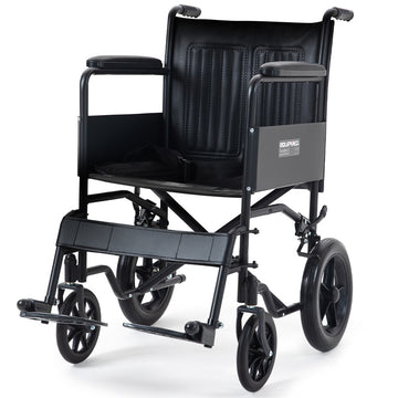 Equipmed Transport Wheelchair Attendant Propelled Wide 51cm Seat 114kg Capacity Steel