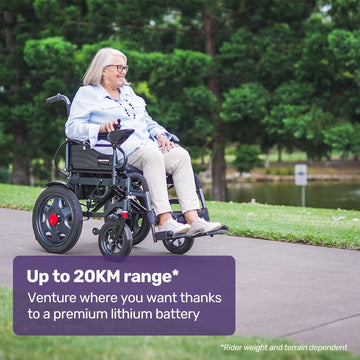 Equipmed Electric Folding Wheelchair 52cm Seat 20km Range