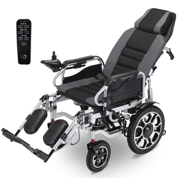 Equipmed Electric Wheelchair Auto Recline 20km Range Steel Frame