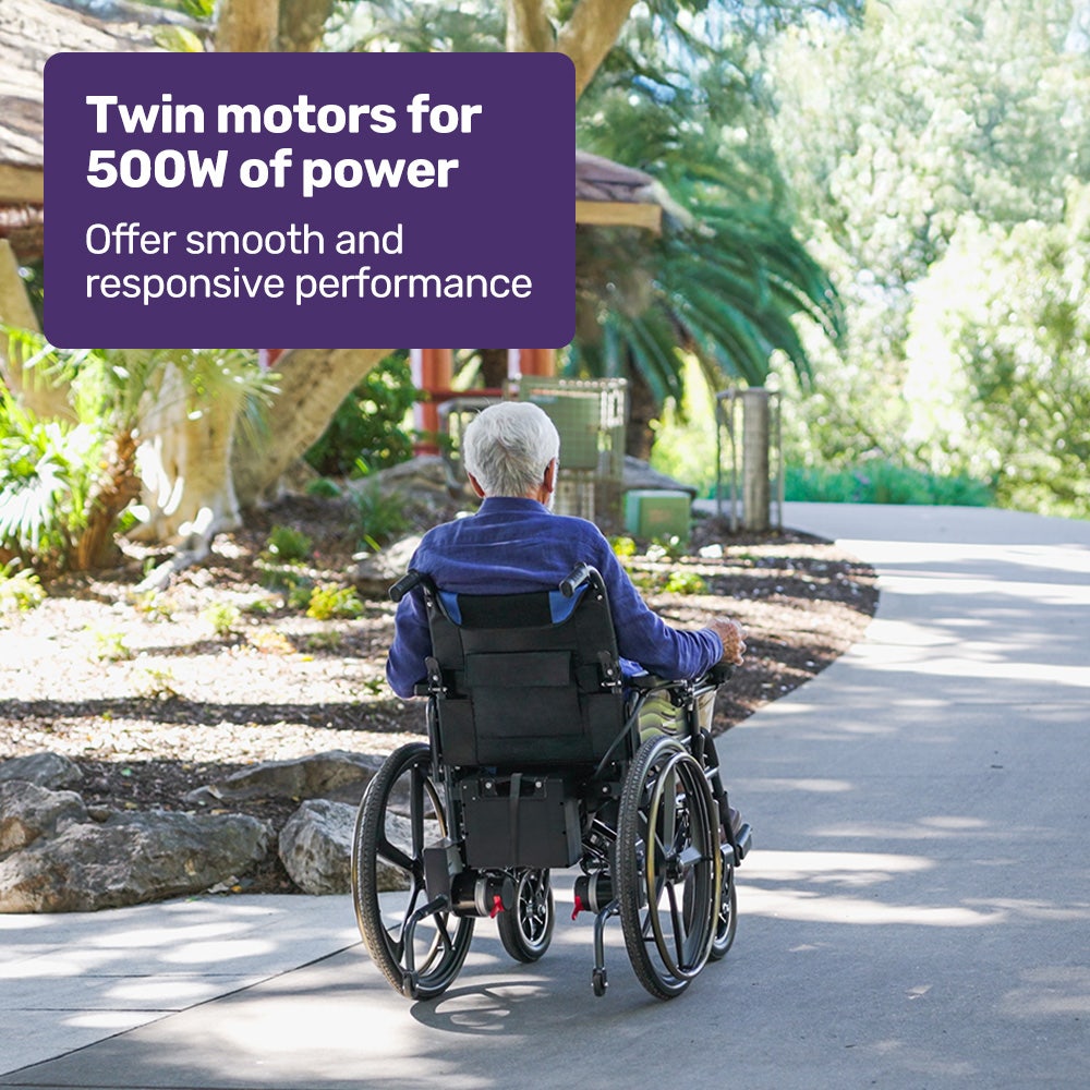 Equipmed Electric Wheelchair Folding 24V Lithium Battery Airline Approved 12km Range