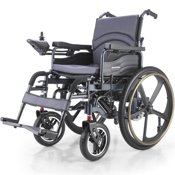 Equipmed Electric Wheelchair Airline Approved 12km Range Steel Frame 24in Wheels