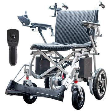 Equipmed Electric Wheelchair Ultra Lightweight 18km Range Airline Approved Silver