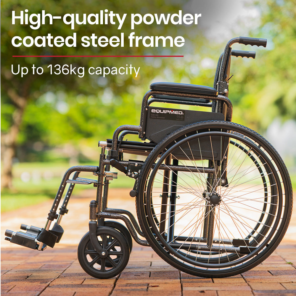 Equipmed Bariatric Wheelchair XL 51cm Seat 136kg Dark Grey Hammertone