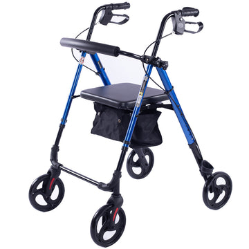 Equipmed 4 Wheel Rollator Walker Blue Aluminium Seat