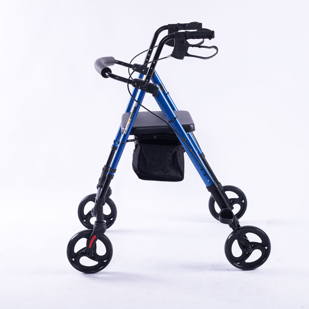 Equipmed 4 Wheel Rollator Walker Blue Aluminium Seat