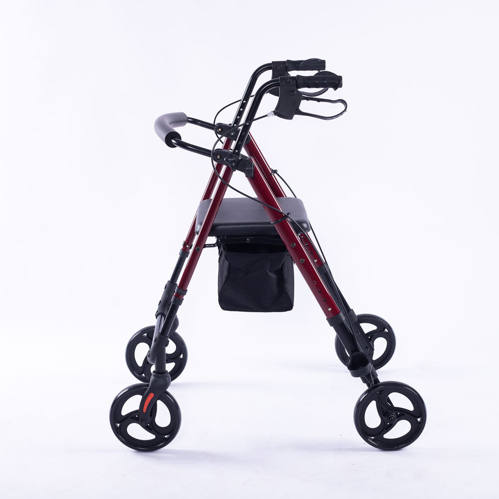 Equipmed 4 Wheel Rollator Walker Red Aluminium Seat