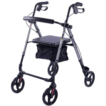Equipmed 4 Wheel Rollator Walker Titanium Aluminium