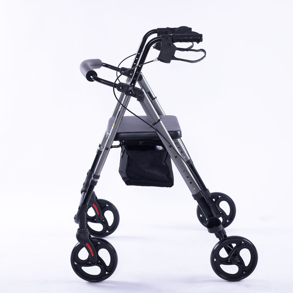 Equipmed 4 Wheel Rollator Walker Titanium Aluminium