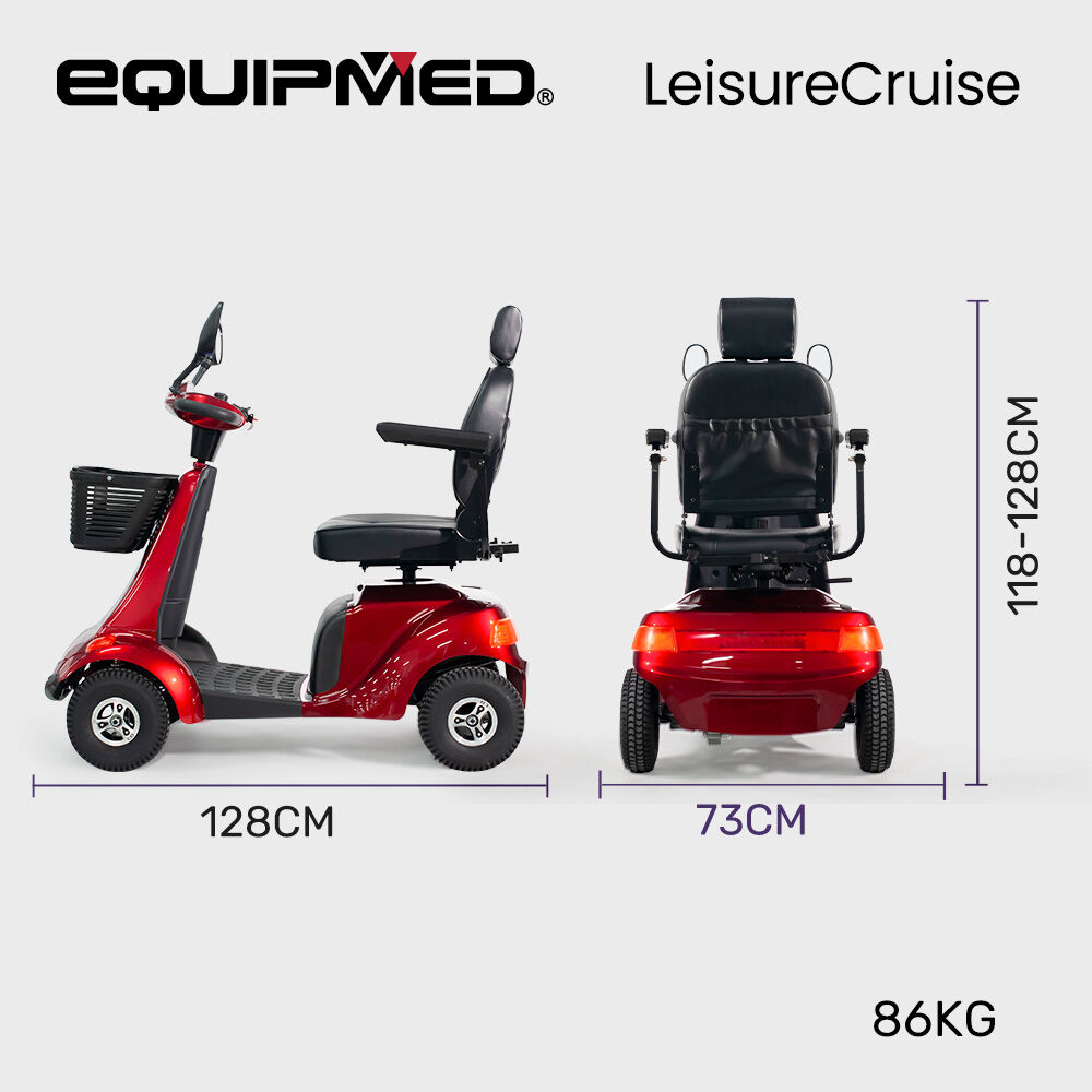 Equipmed LeisureCruise XL Mobility Scooter 40km Range 182kg Red