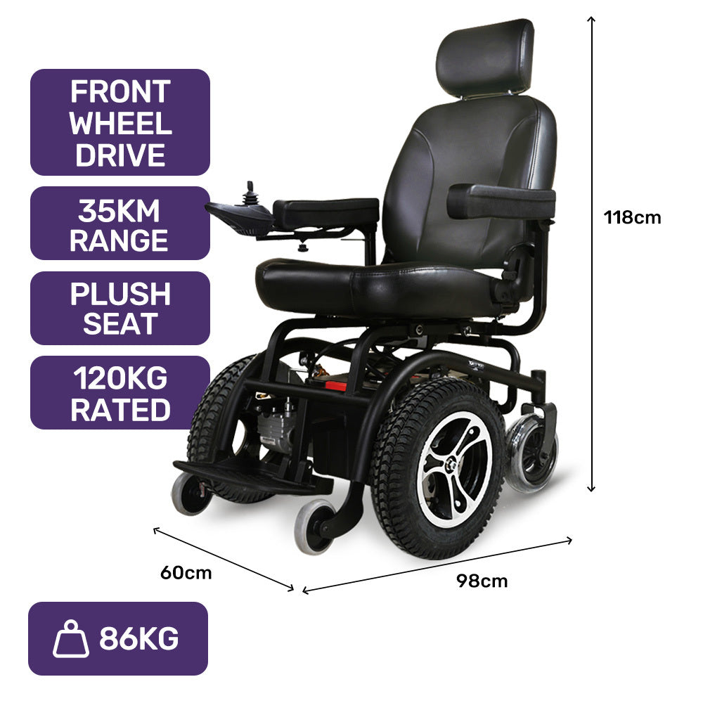Equipmed PowerCruise Prestige Electric Wheelchair 35km Range 120kg