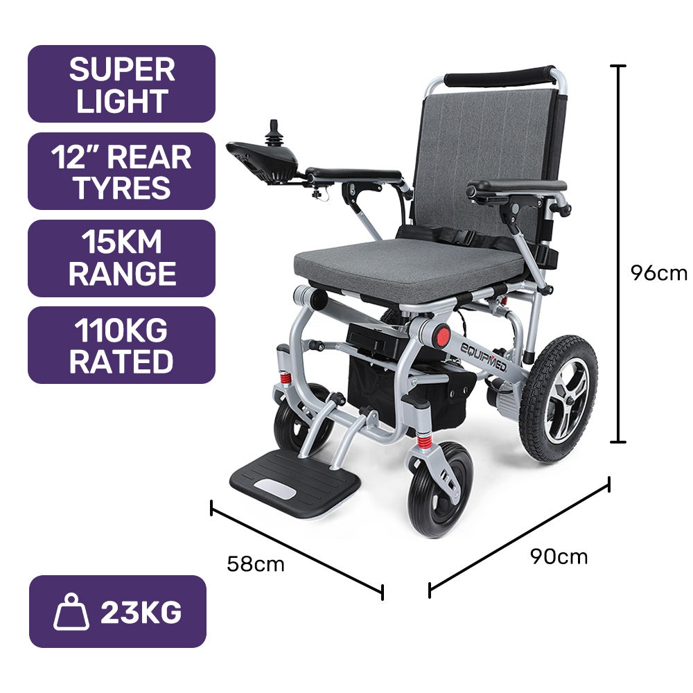 Equipmed Ultra Light Power Wheelchair Airline Approved 15km Range Aluminium