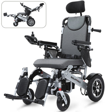 Equipmed Electric Wheelchair Recline 15km Range Airline Approved Aluminium Frame