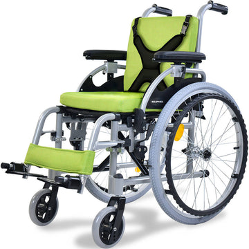 Equipmed Kids Wheelchair Aluminium Lightweight 75kg 22-inch Green