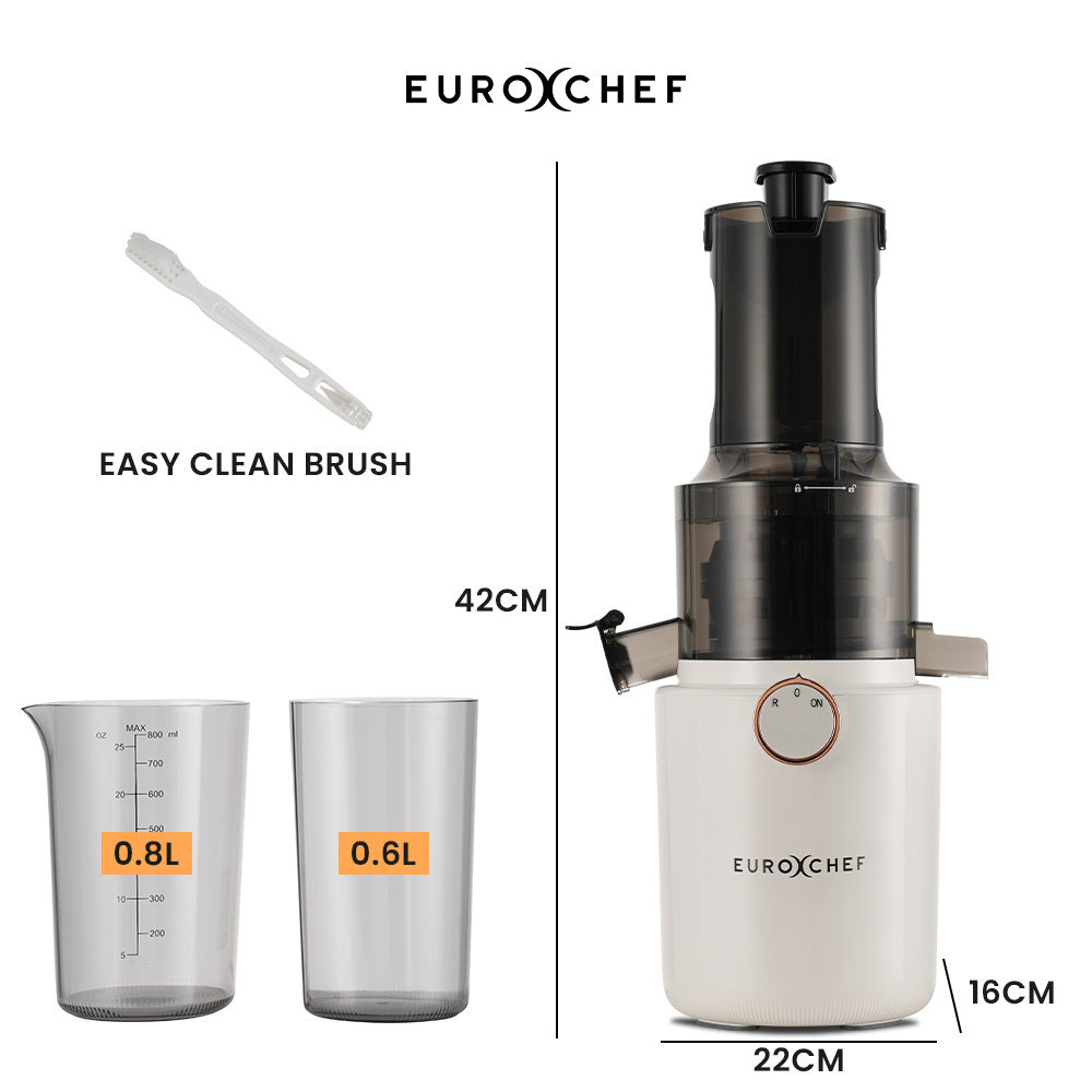 EuroChef Cold Press Juicer 200W 55 RPM 82mm Wide Chute White