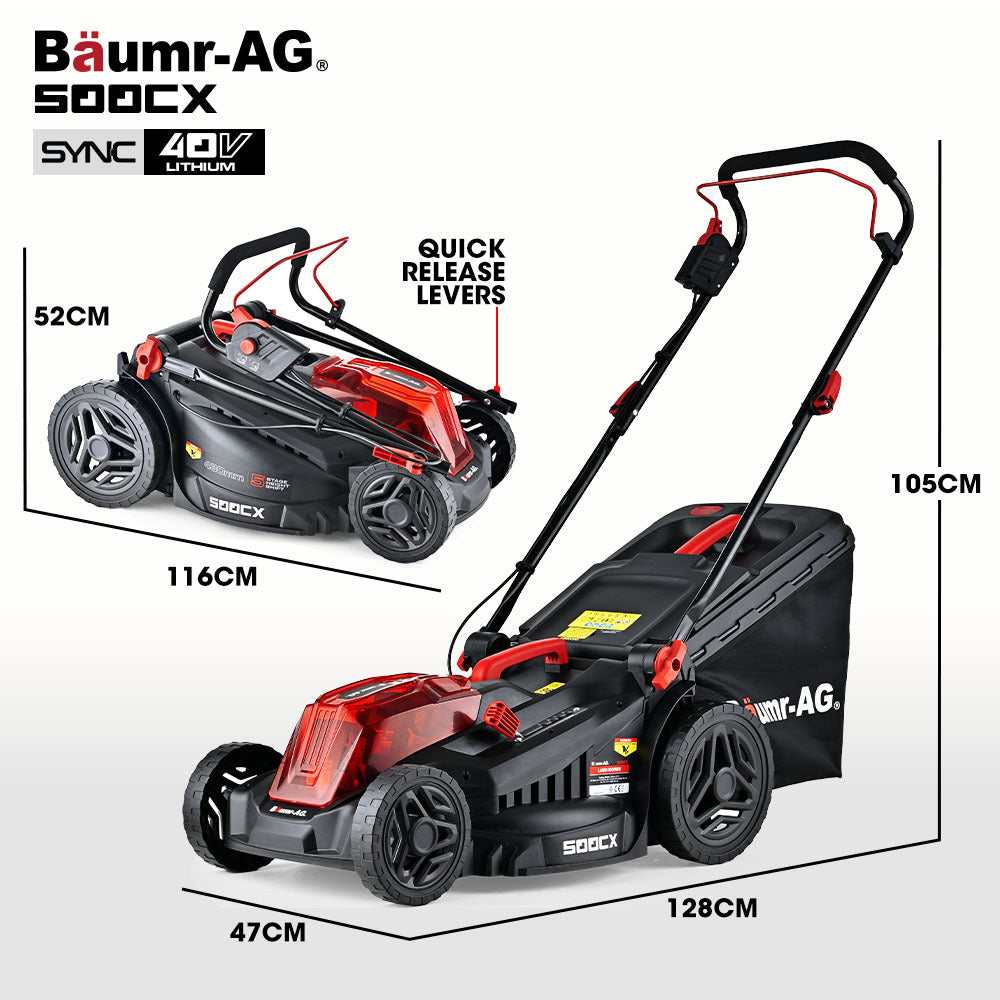 Baumr-AG 40V Cordless Lawn Mower Brushless 430mm 52L