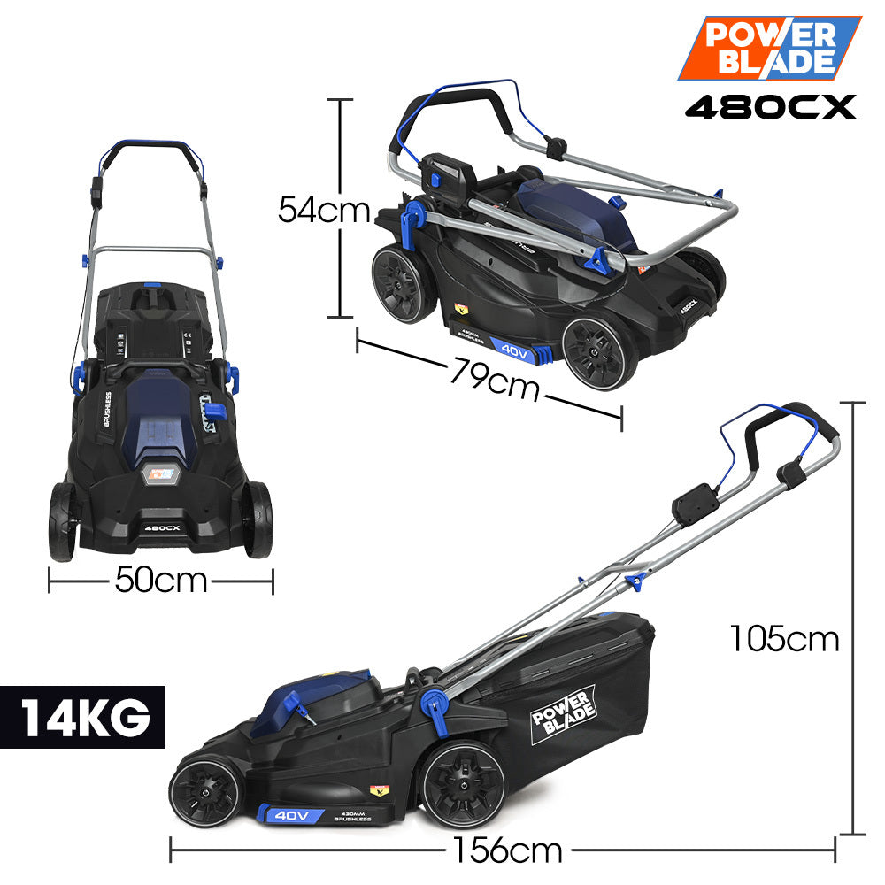 PowerBlade Cordless Lawn Mower 40V Brushless 430mm